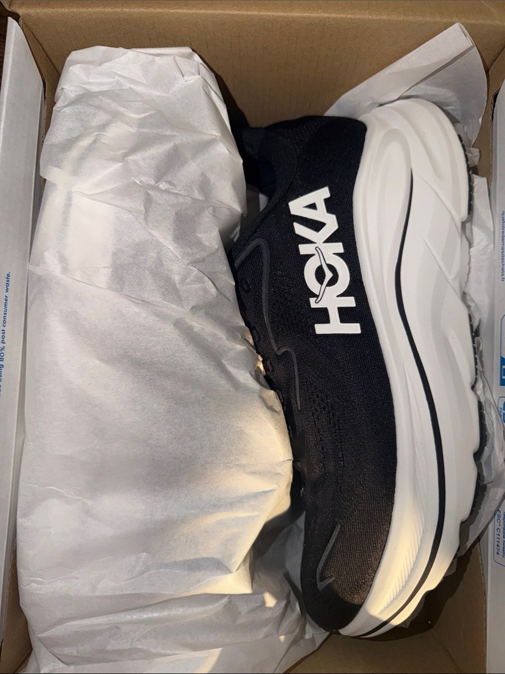 Hoka Men's Black and White Athletic Running Shoe